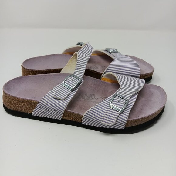 Birkenstock Birki’s lavender and white stripes sandals size 38/5 L3 M5 - Picture 4 of 5